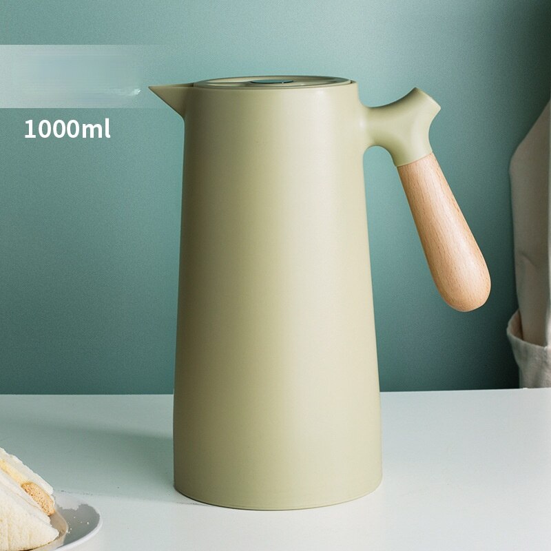 Nuovo Thermos per uso domestico in stile minimalista nordico Thermos per rivestimento in vetro forniture per cucina giapponese doppio Thermos da 1L caffettiera: green