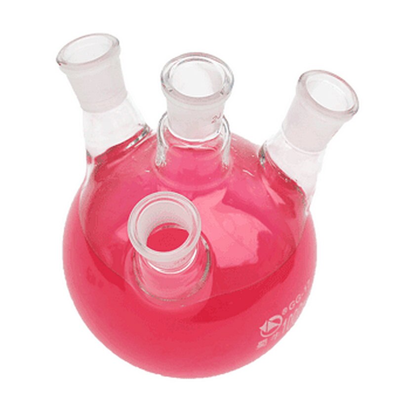 1pz Rotondo con fondo di vetro pallone di distillazione con inclinato quattro-collo, borosilicato reazione lampadina vetreria di laboratorio 100ml a 2000ml