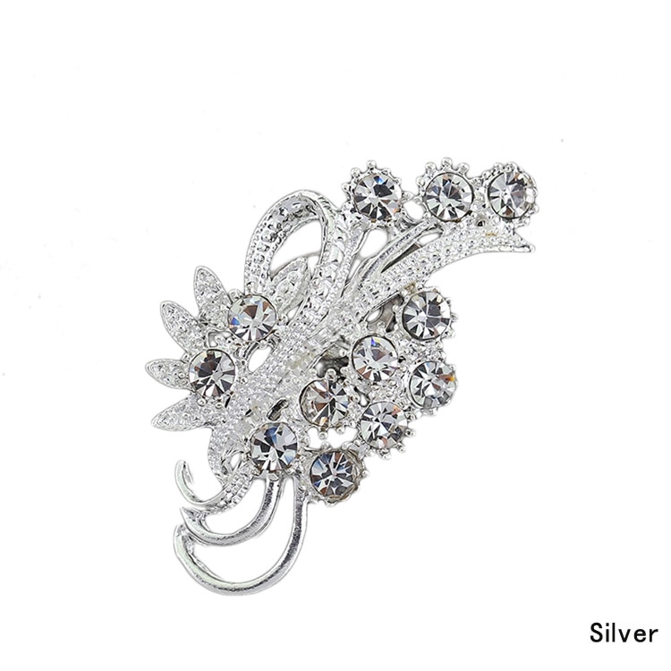 Women Accessories Delicate Rhinestone Silver Plated Flower Brooches Collar Pins Sweater Decoration YBRH-0217