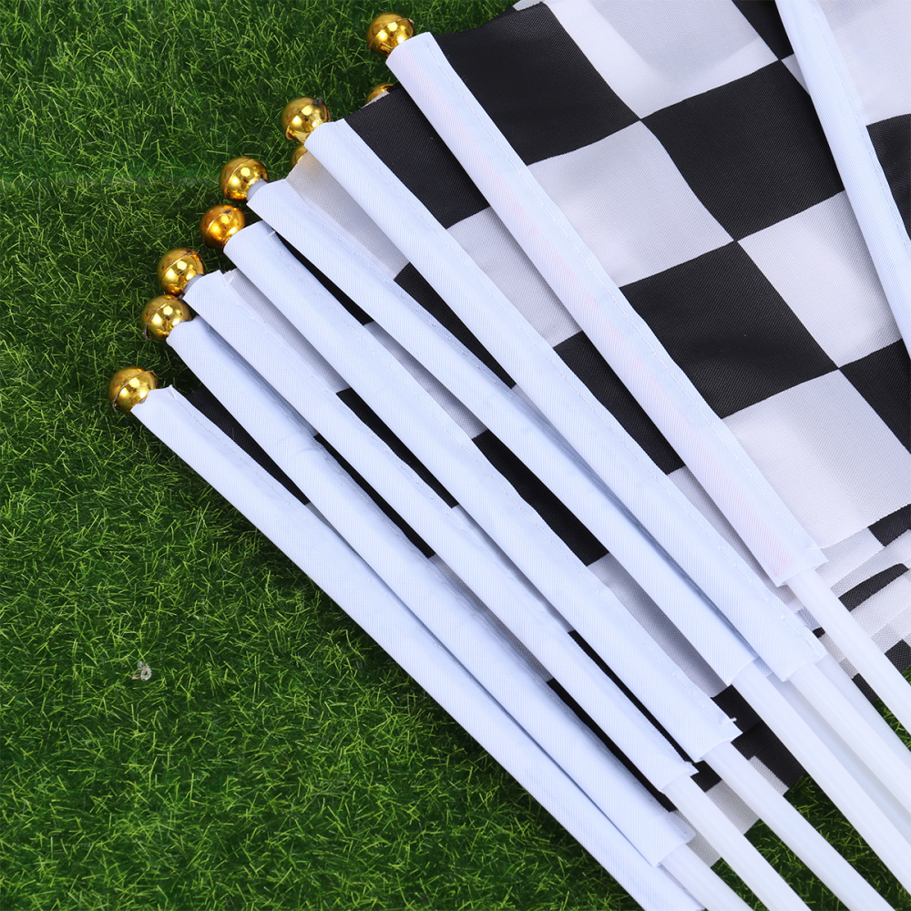 Mini banderas de carrera a cuadros, Bandera de mano para coche de carreras, 50 Uds., color blanco y negro