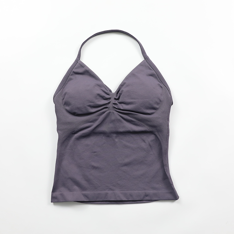 Impact Longline Strappy Top Women Seamless Yoga Tank Tops Scrunch Backless Gym Clothes Padded Workout Athletic Sleeveless Shirts
