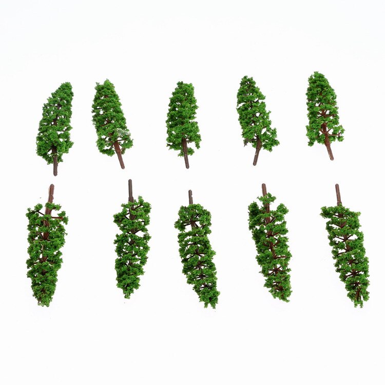 10pcs/set Green Pine Trees 9cm Model Street Park Railway Landscape Scenery Layout Toys Festive Party Decor Scale 1:100 - 1:150