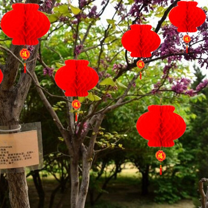 Traditional Chinese Red Plastic Lantern For Chinese Year Decoration Hang Waterproof Festival Home Ornaments Lanterns