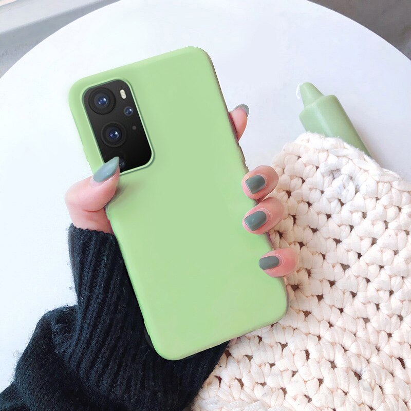 Case Voor Oneplus 9 Pro Cover Dunne Matte Soft Tpu Geen Vingerafdruk Beschermende Shell Funda Caps: For oneplus 9 pro / green
