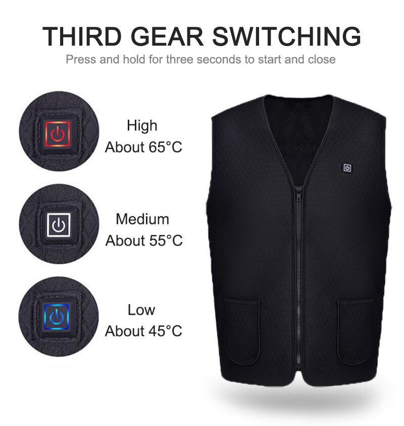 Winter Motorcycle Vest Heated Jacket USB Infrared Electric Winter Heating Men Women Vest Waistcoat Thermal Clothing