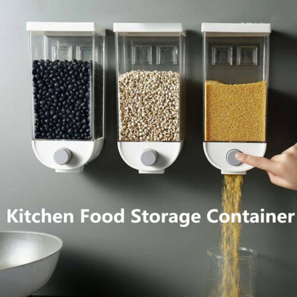 Easy Press- Kitchen Food Storage Container Cereal Dispenser Oatmeal Wall Mounted Cereal Oatmeal recipient Dispenser #40