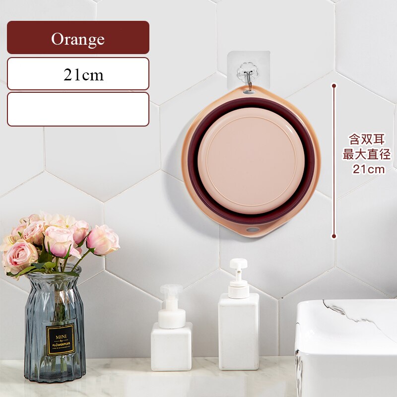 39cm pliable en plastique et Portable bassins lavabos pliant buanderie baignoire salle de bains cuisine accessoires voyage pliant lavabo: 21cm orange