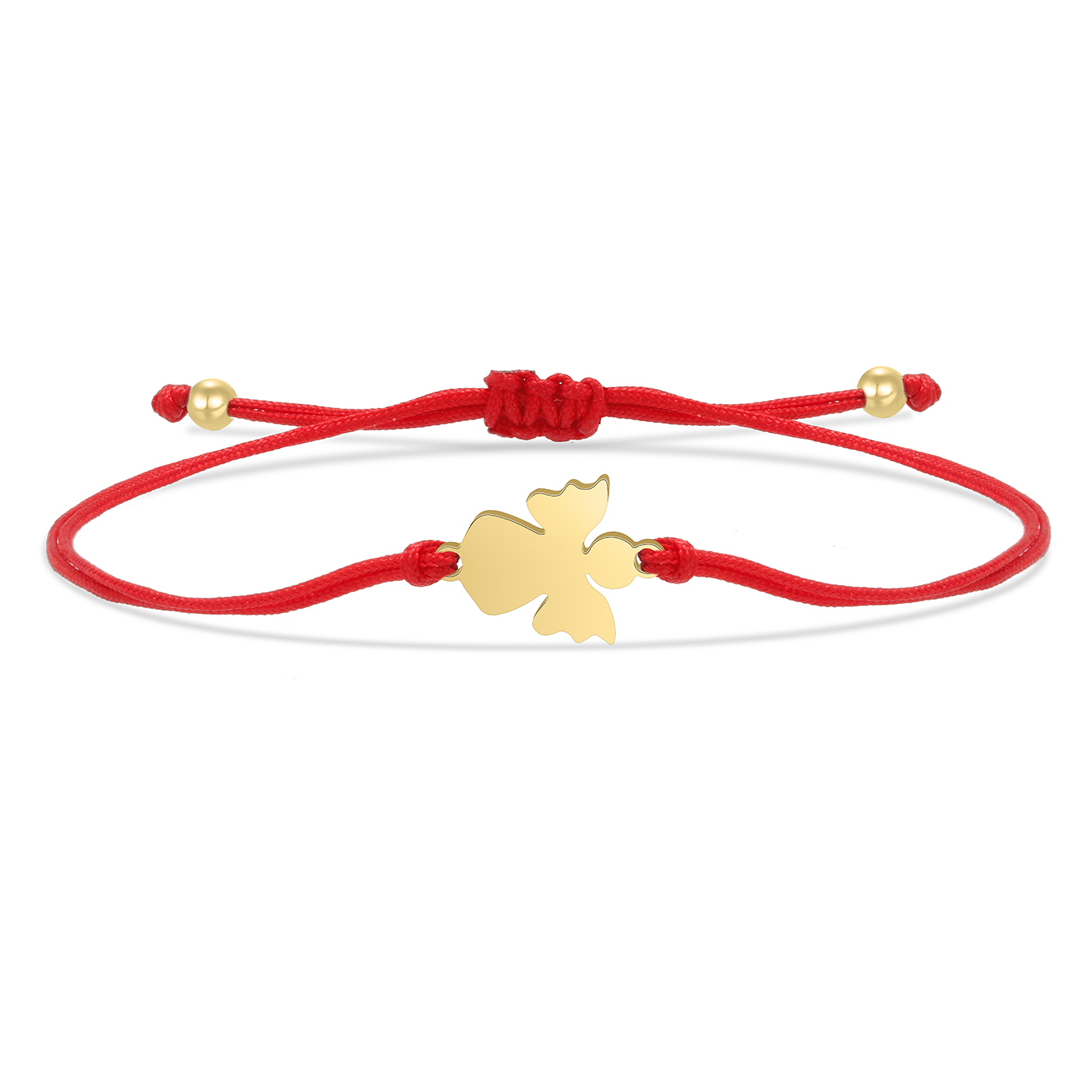 Vergulde Rvs Goede Glad Gepolijst Angel Charm Armband Vrouwen Eenvoudige Rode Draad Handgemaakte Verstelbare Sieraden: Rhodium Plated