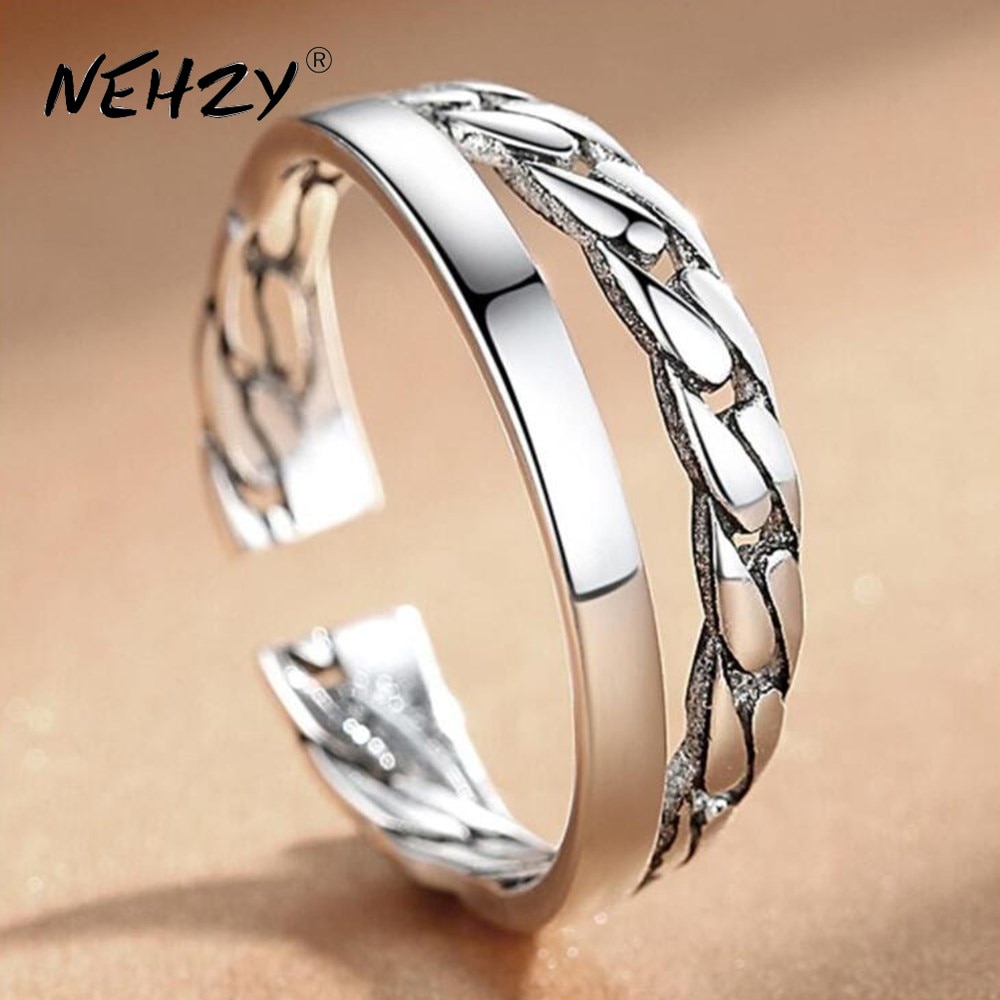 NEHZY 925 bague en argent sterling femme bijoux rétro simple Thai argent réglable offre spéciale nouvelle bague creuse de