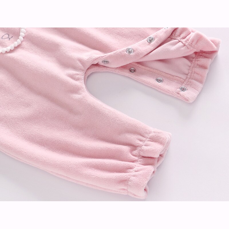 Vlinder baby girl rompers babyklær høst baby girl jumpsuits rosa kjærlighet fløyel baby baby girl jumpsuits 6 ~ 24 m