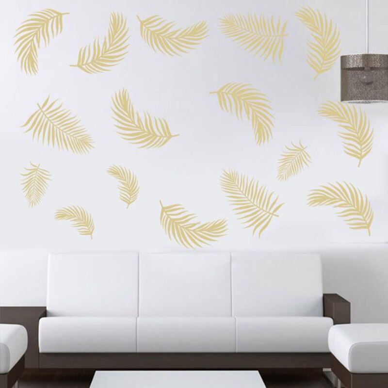 DIY Gold Palm Leaf Tropical Wall Decals Living Room Home Decor Vinyl Wall Stickers Decoration Removable Mural Art Posters