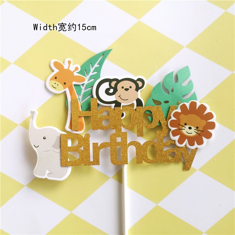 Voelde Dieren Aap Leeuw Giraffe Uil Cake Topper Voor Verjaardagsfeestje Decoraties Bakken Levert Baby Shower Kid Liefde: Birthday topper