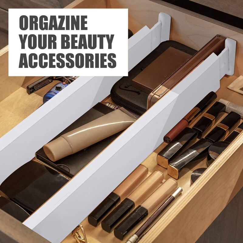 Bamboo Drawer Dividers Kitchen Drawer Organizers Spring Adjustable & Expendable Tray Organizer for Kitchen, Baby Drawer, Bathroo