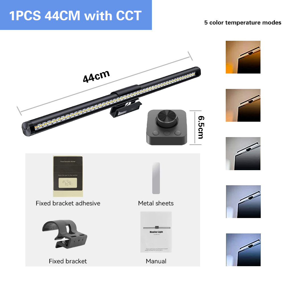 Wiscolor LED-computermonitor lichtbalk met afstandsbediening oogzorg tafellamp dimbaar scherm lichtbalk geen schittering thuiskantoor gaming: zwart
