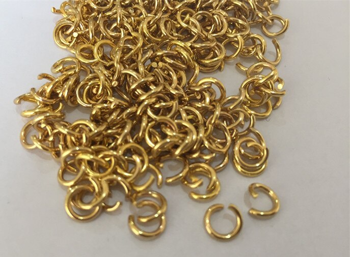 Mylongingcharm 50 stuks/partij springringen sieraden handgemaakt deel goud en roestvrij staal kleur 1 x 6mm: Verguld staal