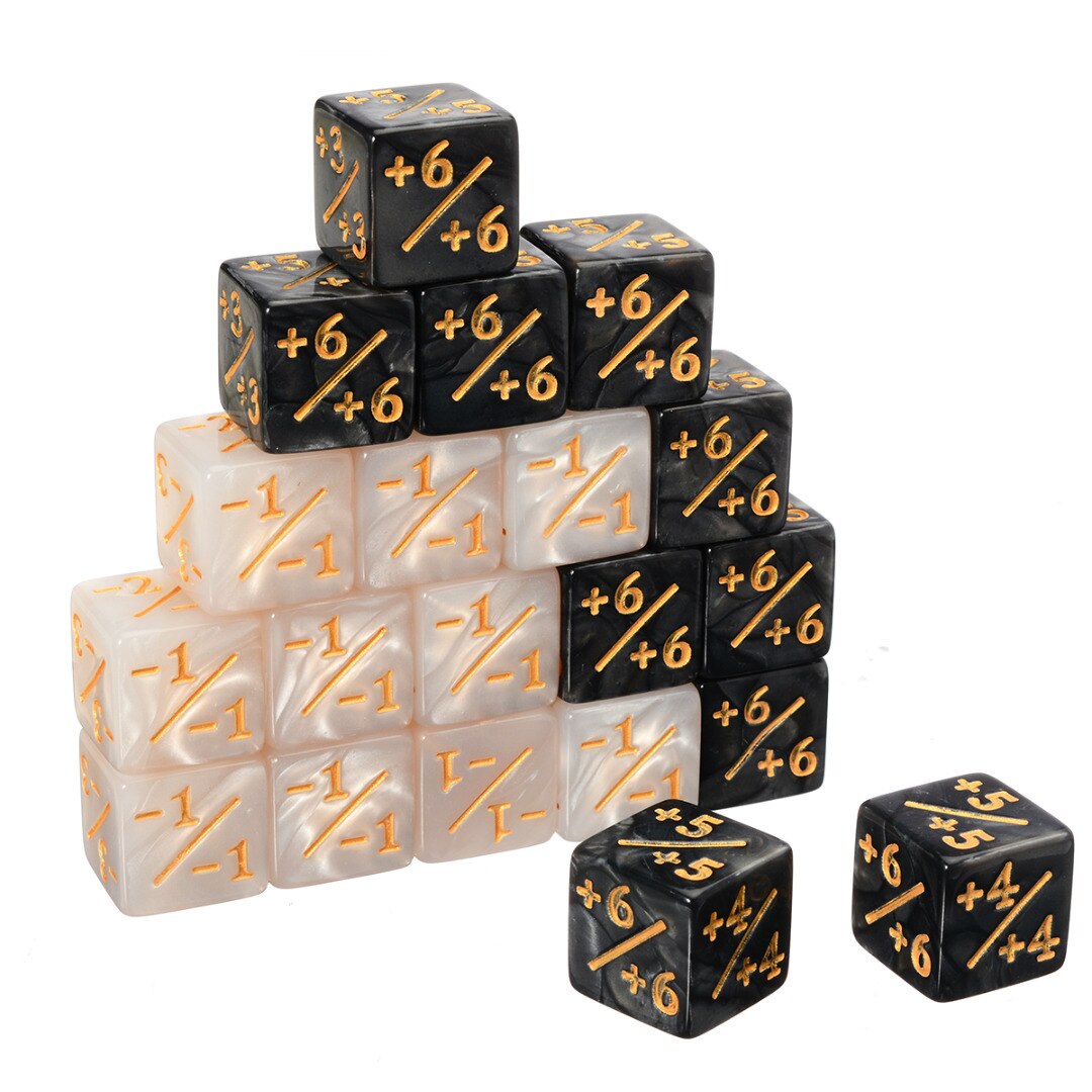 10 pz/set 14 millimetri 6 Lato Conteggio Dice Nero Bianco + 1/-1 Conteggio Dadi Giocattolo Per Bambini Interessante di gioco Del Partito Bar Dices