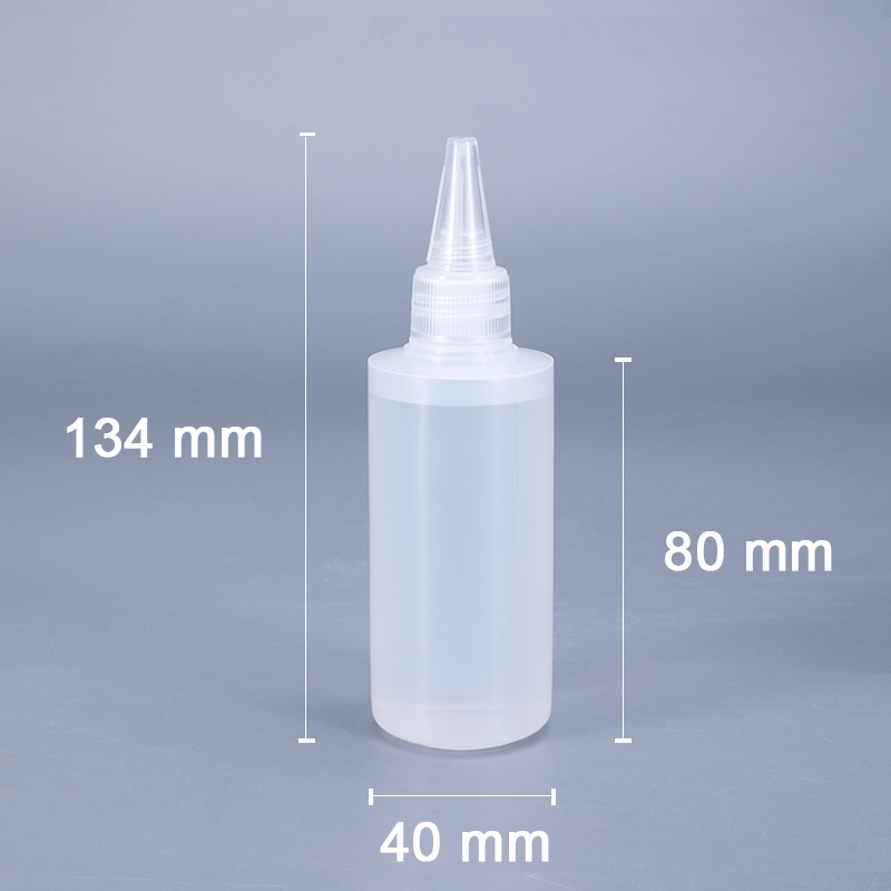 Bottiglia di plastica vuota per applicatore con punta trasparente bottiglia di plastica con tappo a punta per artigianato colla artistica bottiglia riutilizzabile in HDPE: 100ML