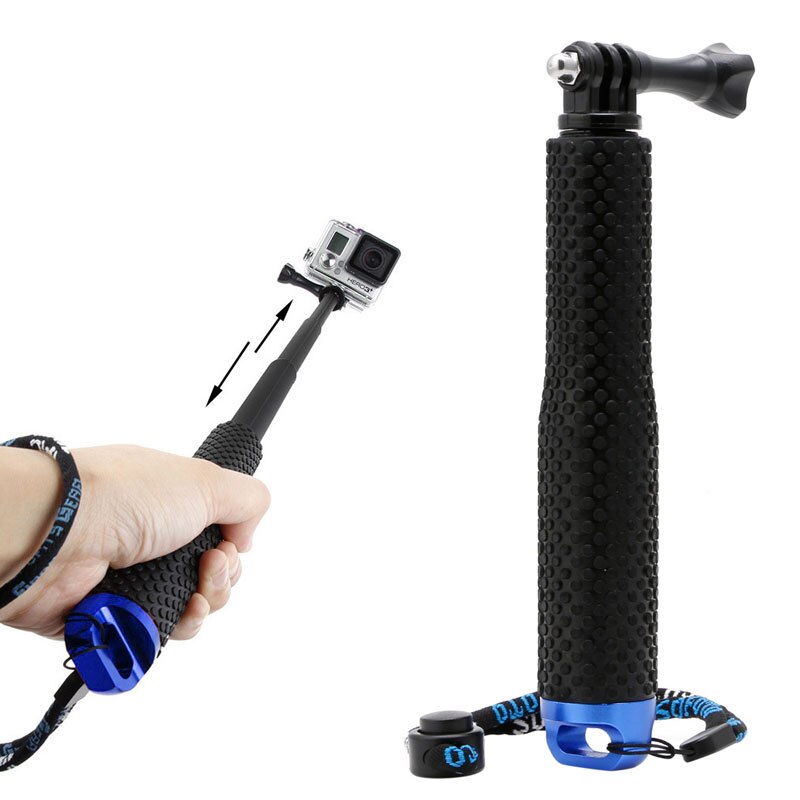 1 Set Uitschuifbare Pole Mini Selfie Stok Waterdichte Monopod Blauw Voor GoPro Hero 4/3/3 +