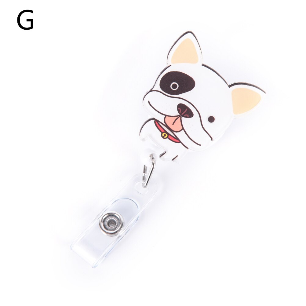 1 pièces Mini dessin animé chien rétractable Badge bobine le nouvel étudiant infirmière interdiction ID nom carte porte-Badge fournitures de bureau: G