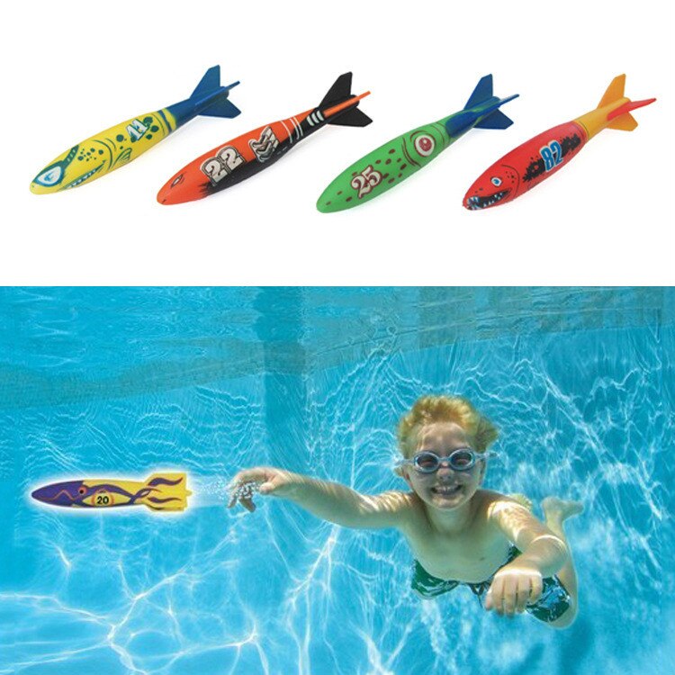 4Pcs Summer Swimming Pool Diving Toys Children'S Exotic Diving Torpedo Toys Swimming Pool Diving Throwing Torpedo Toys Water