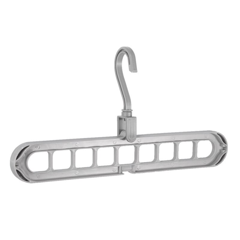 9-hole Clothes hanger organizer Space Saving Hanger multi-function folding magic hangers drying Racks Scarf clothes Storage: Light Grey
