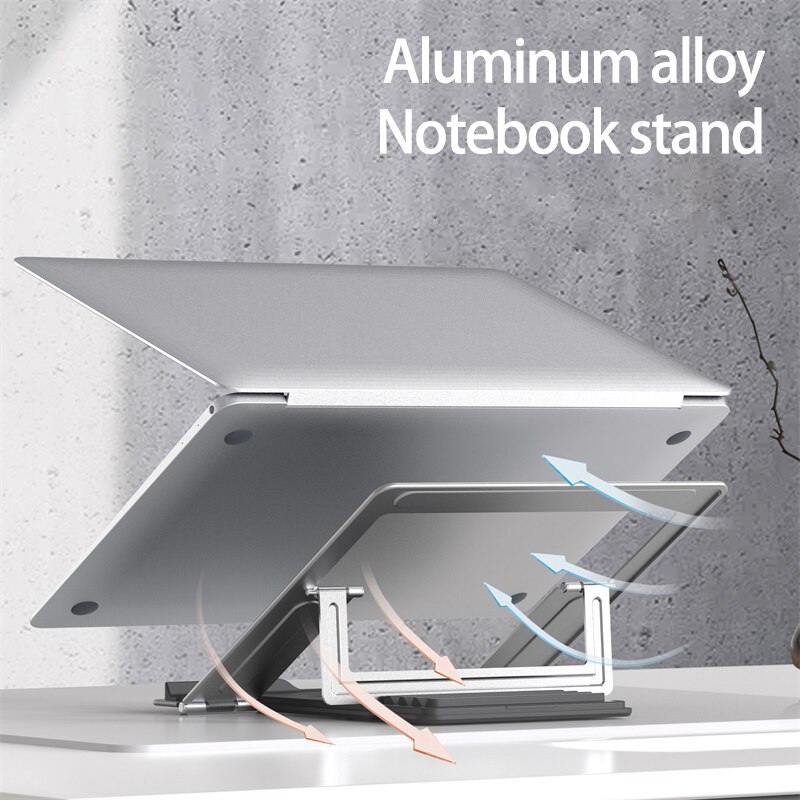 Support pour ordinateur portable pliable en aluminium réglable à 4 vitesses support pour ordinateur portable de bureau support pour ordinateur portable de 7-15 pouces Macbook Pro Air
