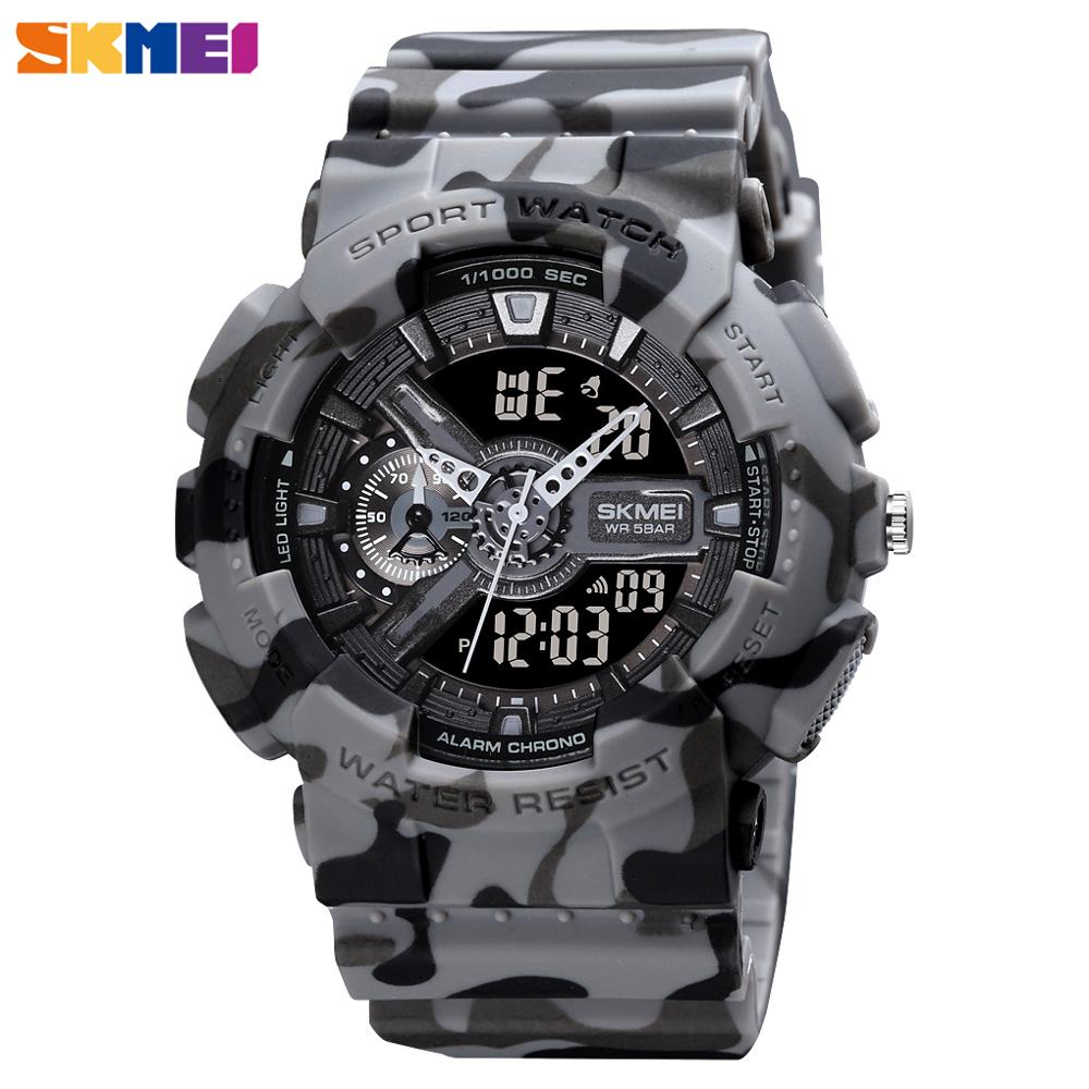 Skmei Digitale Horloge Schokbestendig Elektronische Polshorloge Heren Luxe Lichtgevende Wekker 50M Waterdicht Uur Vrouwen Horloges: camouflage grey