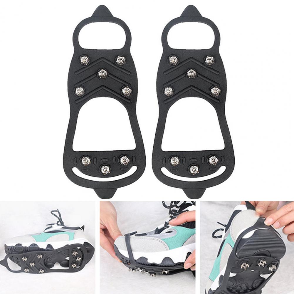 2Pcs 8-tooth Anti-Skid Ice Climbing Shoe Spikes Grip Snowshoes Covers Crampons Ice Climbing Shoe Spikes Grip Snowshoes Covers