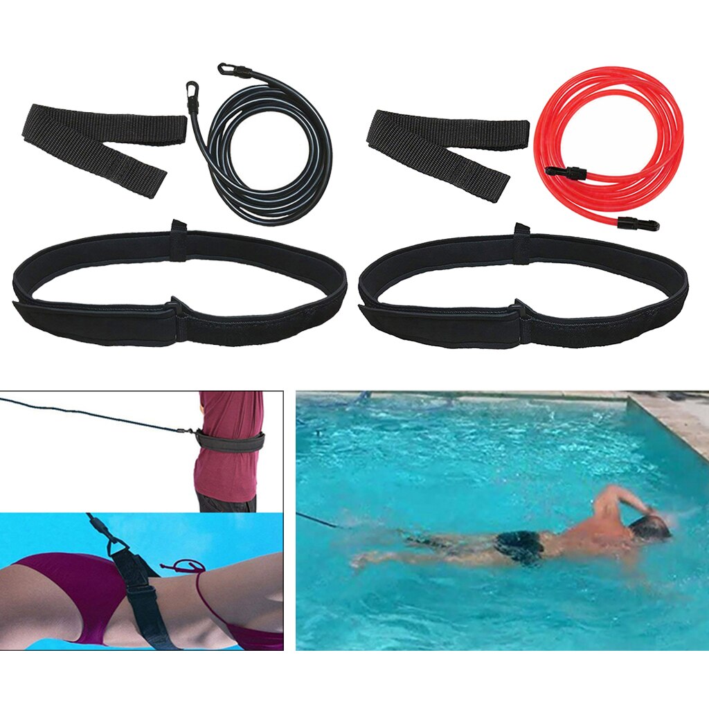 2 Pack 3.0M Swim Training Belt Set Stationary Pool Training Supplies Harness