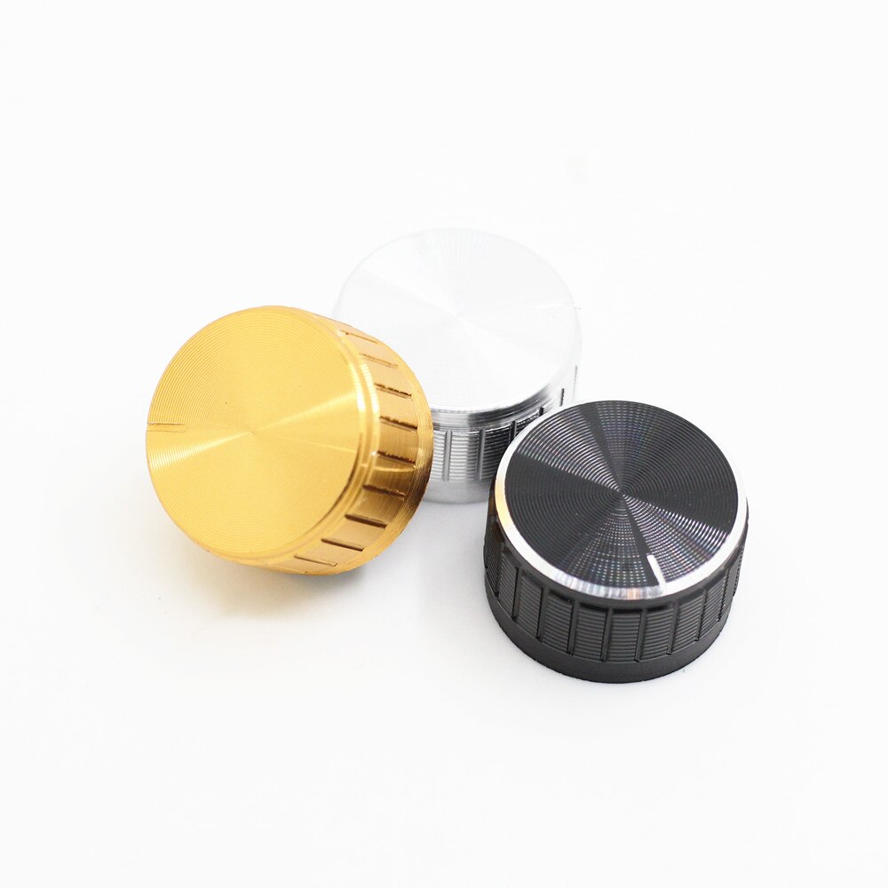 2pcs/lot gold volume control Metal Alloy Knob 30mmx17mm Knurled Shaft 6mm rotary Potentiometer encoder switch knobs cap