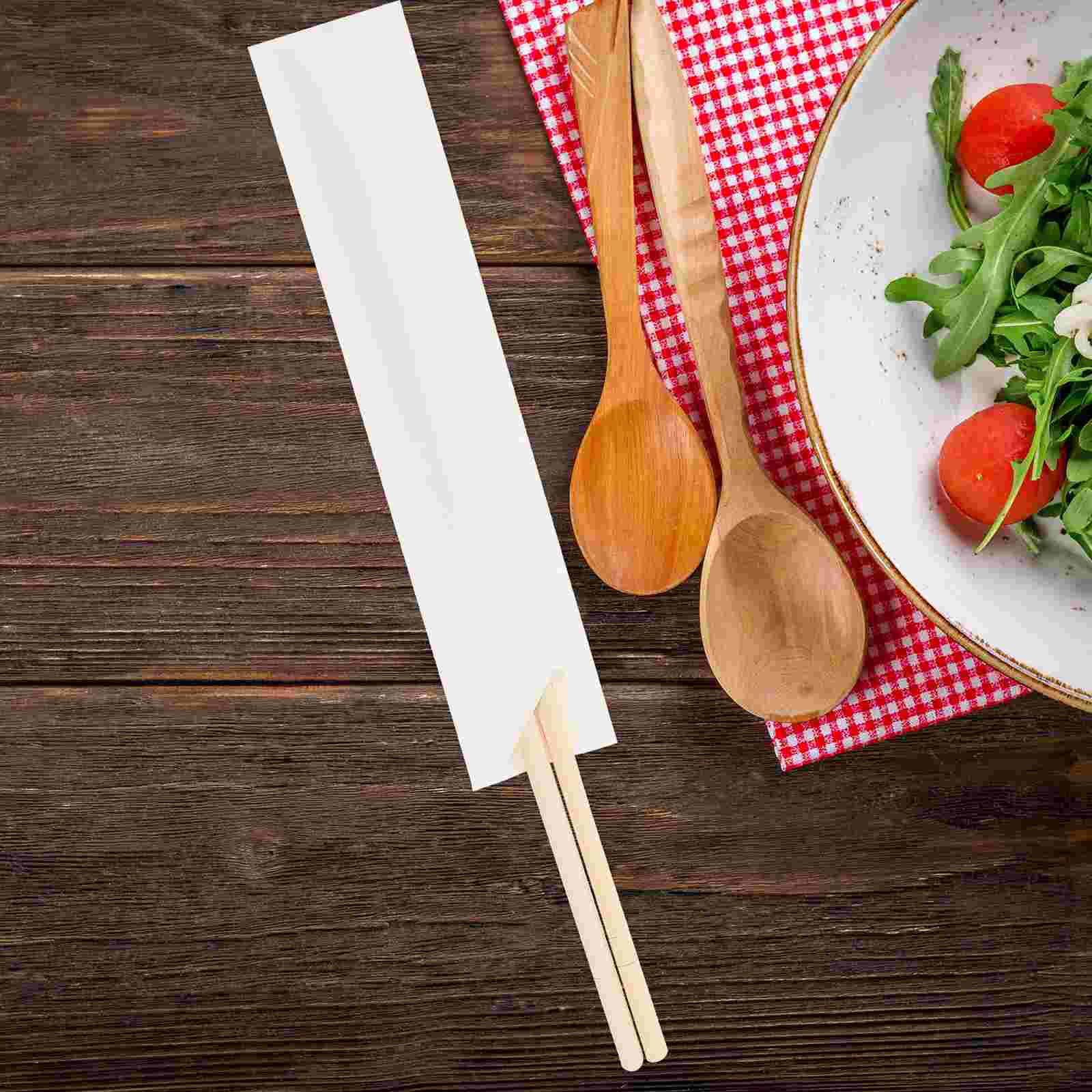 100Pcs Disposable Chopsticks Bags Paper Cutlery Packing Bags Hotel Chopsticks Sleeves