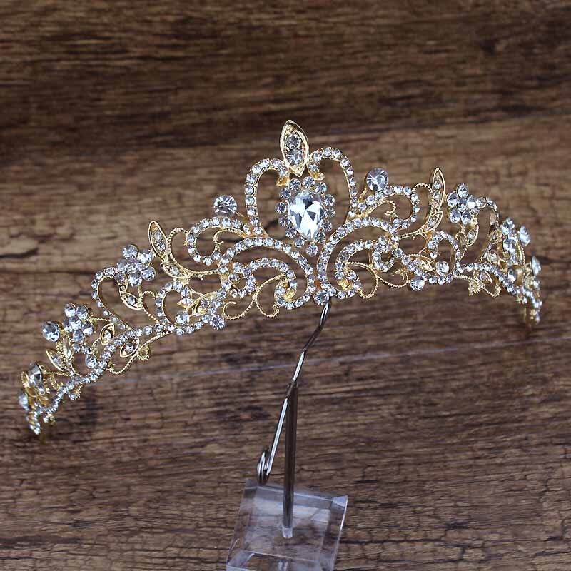 Barock Luxus Kristall Frauen Crown Vinatge Königin Tiara Braut Diadem Für Braut Gold Stirnband Prom Mädchen Hochzeit Haar Zubehör: princess ccrown