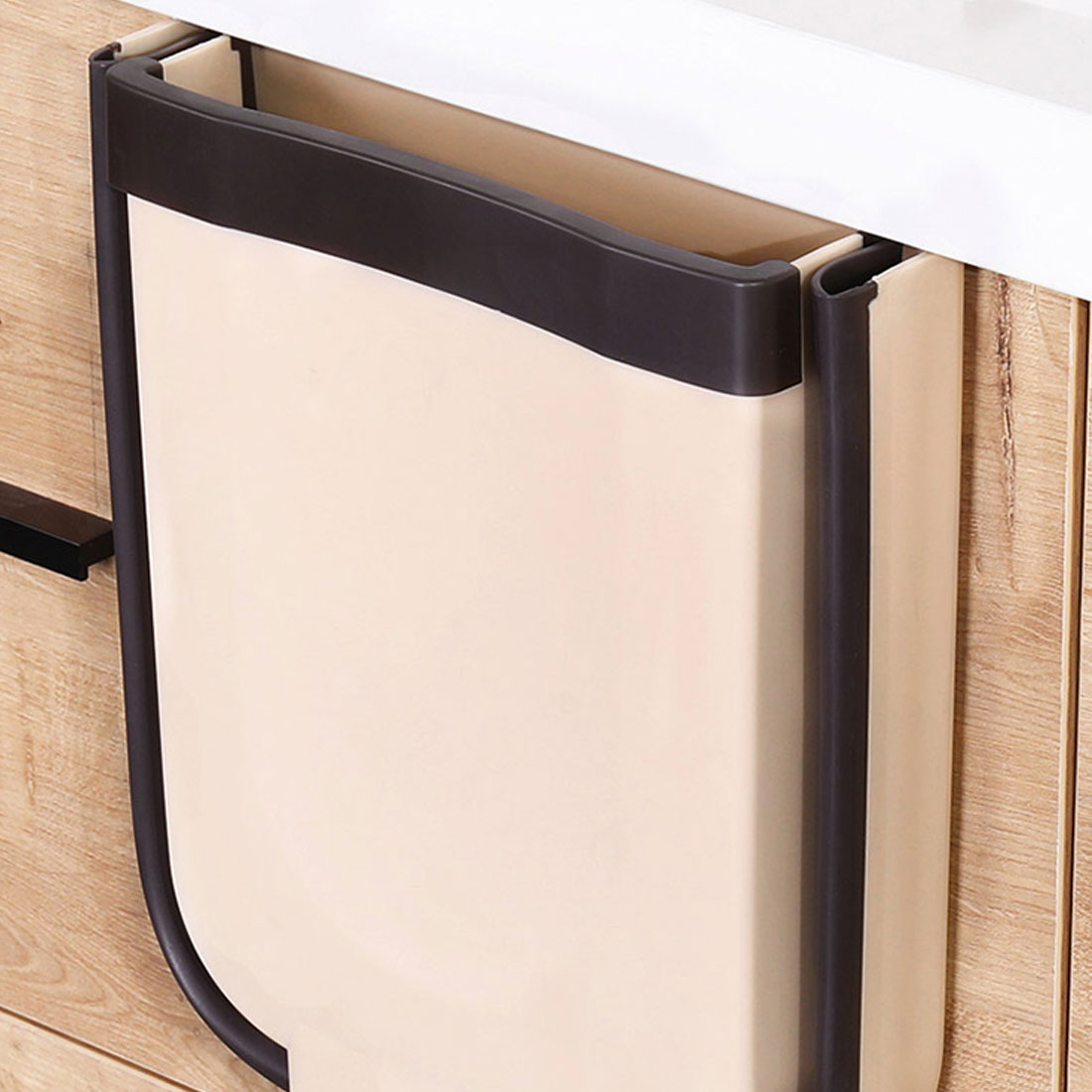 Foldable Kitchen Hanging Trash Can Folding Waste Bin Wall Mounted Trashcan Portable Trash for Bathroom Toilet Waste Storage