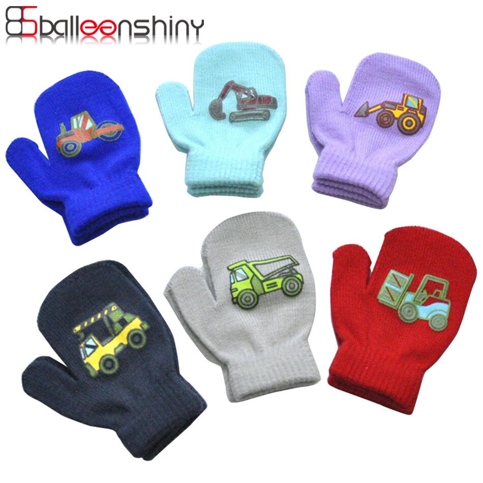 Balleenshiny Kleine Bouw Voertuig Patroon Kinderen Warme Handschoenen Kids Winter Handschoenen Wanten Kinderen Peuter Handschoenen