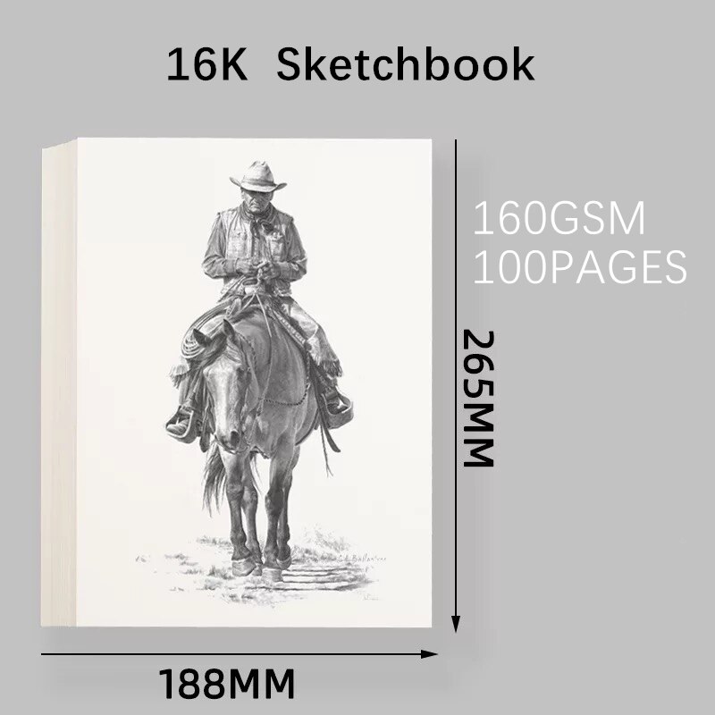 16K A4 8K A3 4K 100 Sheets 160g/m² Profession Sketchbook for Drawing Transfer Portable Travel Sketchbook for Artist Student: 16k 160gsm