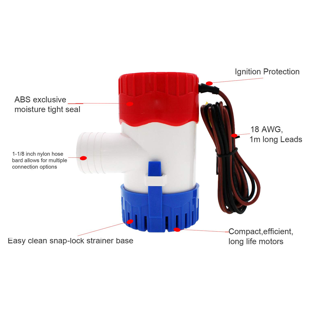 Submersible Bilge Pump 750GPH 1100GPH 12v 24V Mini Electric Water Pump Used In Boat Seaplane Motor Homes Houseboat