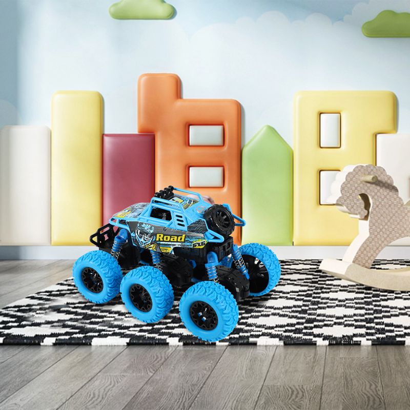 Six Wheel Backswing Climbing Car Toy Six-Wheel Drive Alloy Cross Country Climbing Toy Car Blue