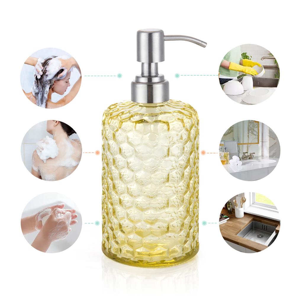 16 oz sæbe dispenser i klart glas - genopfyldelig håndvæske, opvaskemiddel, shampoo lotionflaske jjjsn 11404