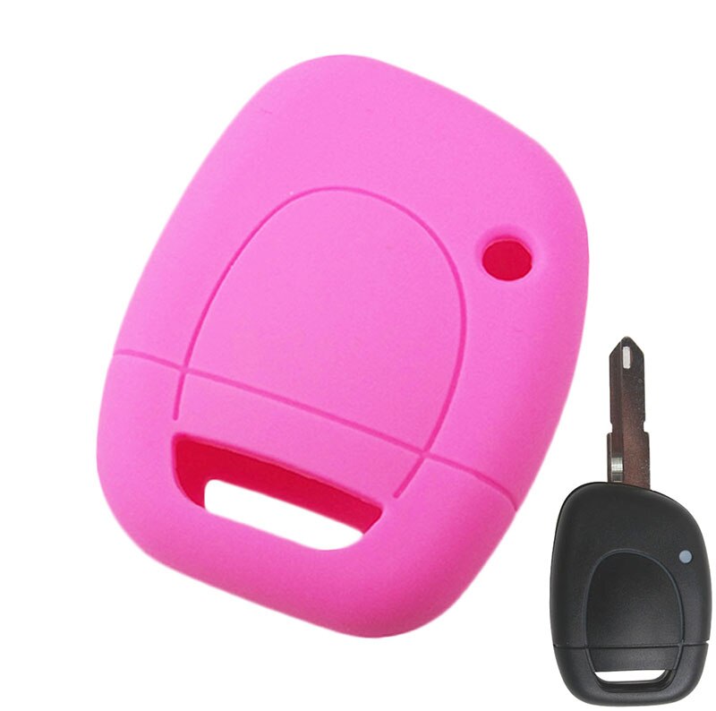 1 knapp silikon nøkkelveske deksel til renault clio kangoo herre twingo nøkkelfri fob skallholderbeskytter: Rosa