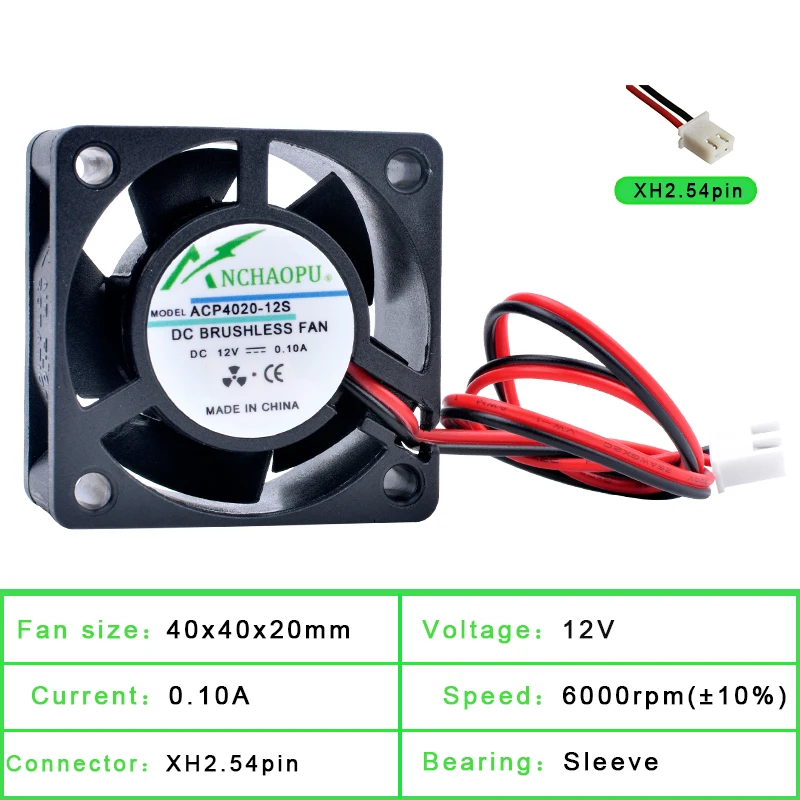 ACP4020 4cm 40mm ventilateur 40x40x20mm DC5V 12V 24V ventilateur de refroidissement pour onduleur routeur onduleur alimentation: green