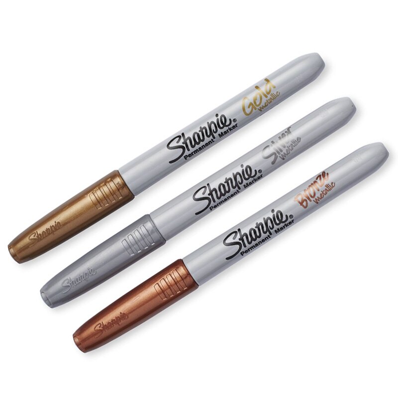 sharpie metallic permanent marker 39100 gold sliver copper maker Sign pen pengreat for dark surfaces fine point 12pcs
