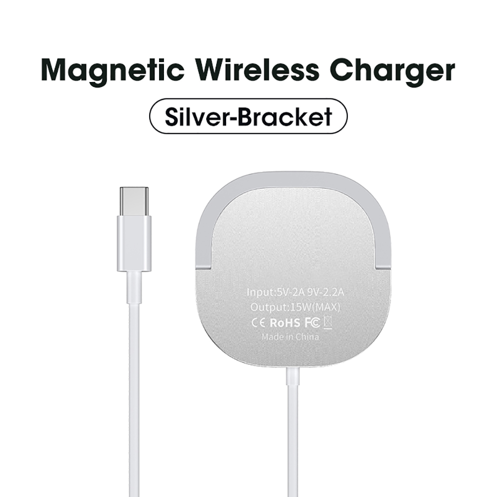 15W Magnetic Wireless Charger For iPhone 13 12 Pro Max Mini QI Fast Charge For Samsung USB C PD Adapter Original Magnet Charger: Silver