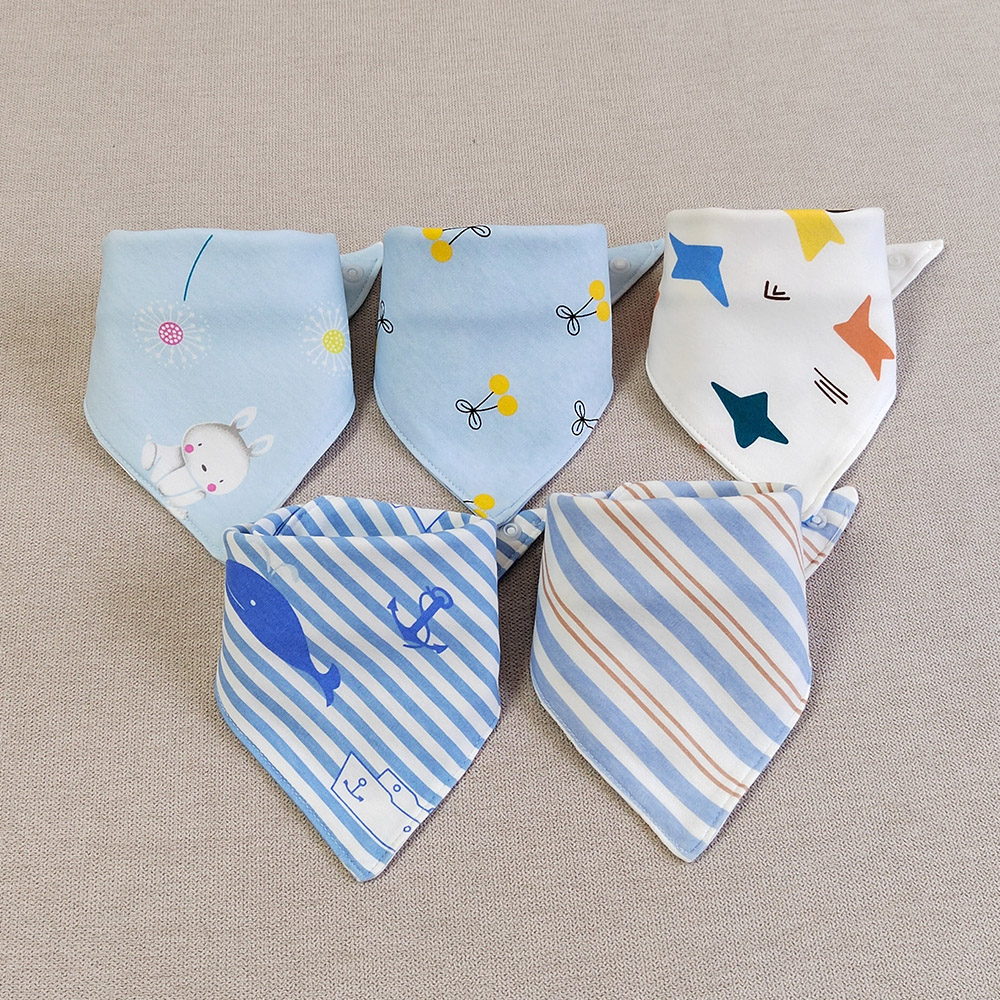 5 teile/los Baby Lätzchen Dreieck Doppel Baumwolle Lätzchen Cartoon Print Speichel Handtuch Baby Jungen Mädchen Fütterung Schürze Baumwolle Bandana Lätzchen