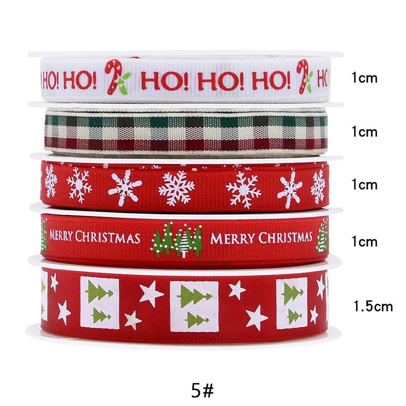 Polyester Weihnachten Thema Druck Band Set Home Textil Handwerk Dekoration Band 5 Meter/Farbe TJ1382: 5