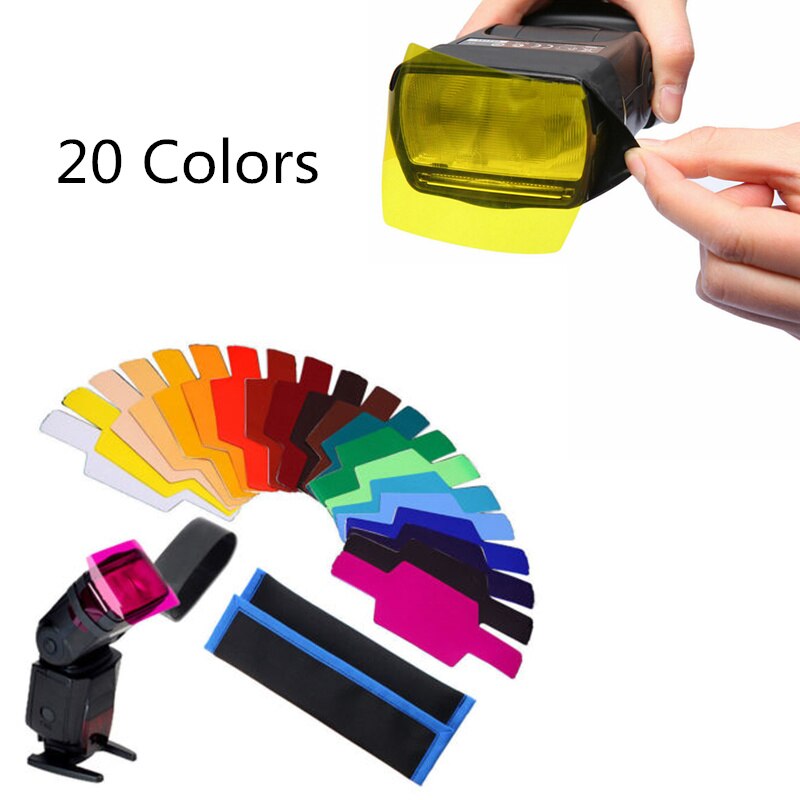 20 Kleuren/Pack Flash Speedlite Kleuren Filters Kaarten Voor Canon Voor Nikon Camera Fotografische Gels Filter Flash Speedlight