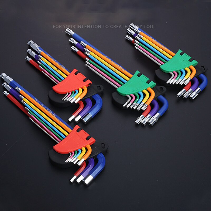 9pcs Screwdriver Hex Allen Wrench Set Colour Coding Wear-resisting Anticorrosion Allen Key Sets Hexagon Torx Star Spanner