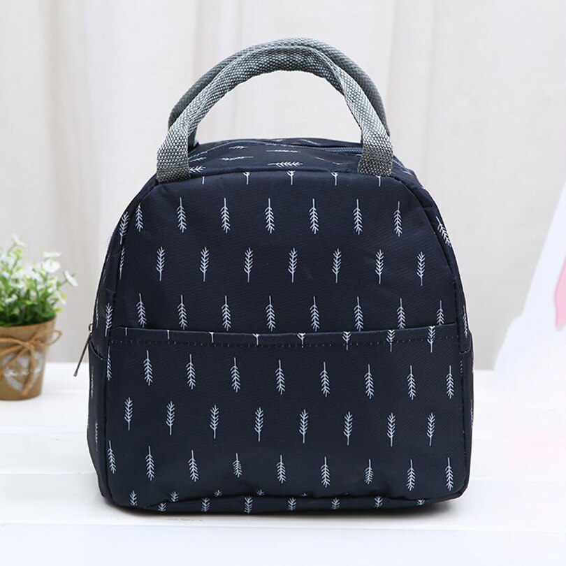 1 pçs cervos impresso sacos de refrigerador à prova dnylon água náilon portátil zíper térmico oxford almoço sacos caixa para as mulheres conveniente sacola de alimentos: Navy Blue 03