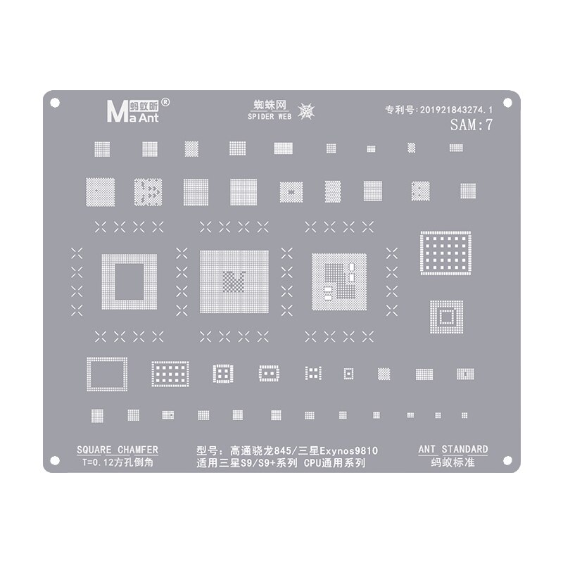 Plantilla Maant para teléfonos móviles Samsung, A10, A70, A51, Note10, S10, S9, Exynos7870, 7904, 9610, CPU Reballing, SM5713, S2MU005X03: SAM 7