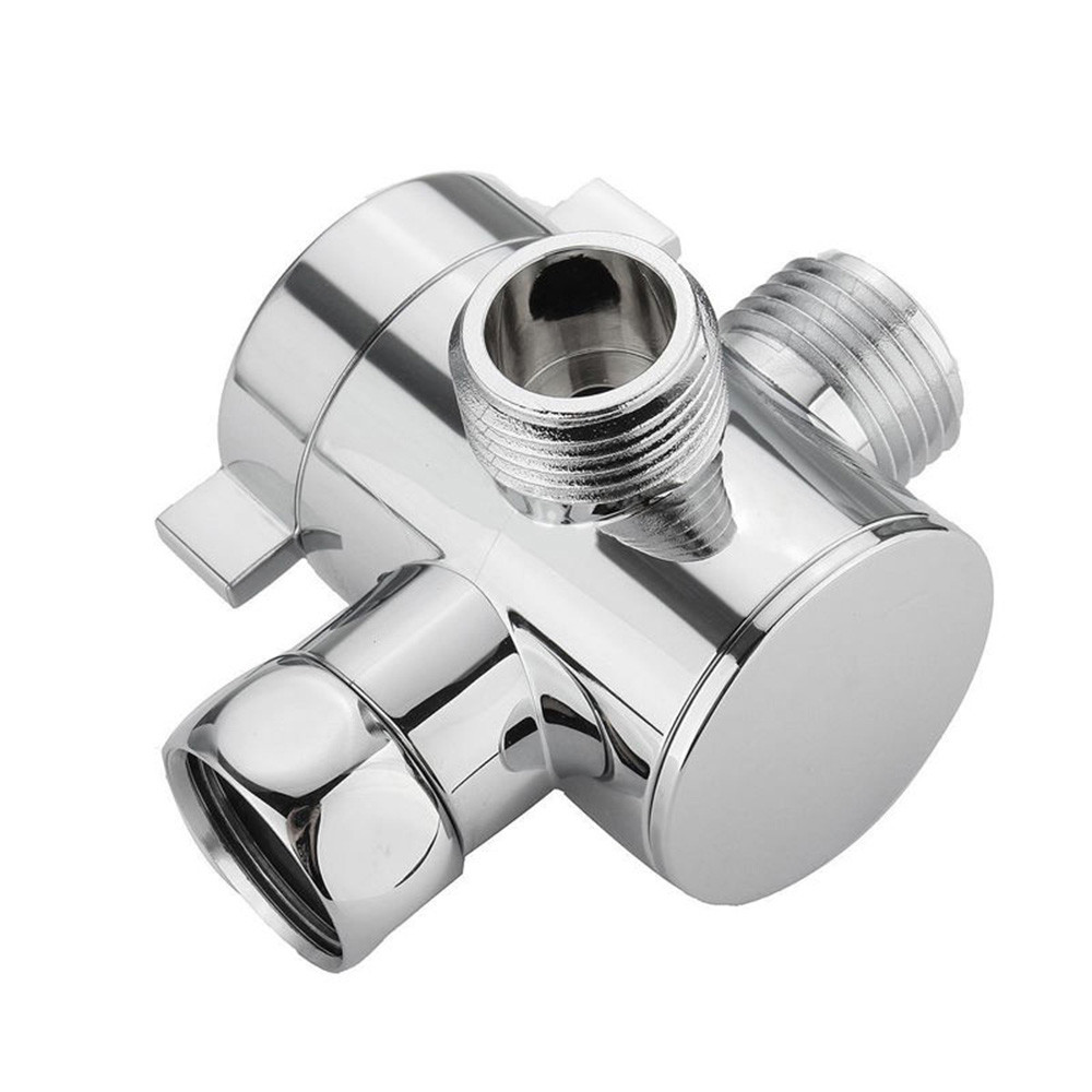 1/2 Inch ABS Chrome 3 Way Diverter Hose Fitting Tee T Shape Adapter Connector for Angle Valve Hose Bath Shower Arm Toilet #35