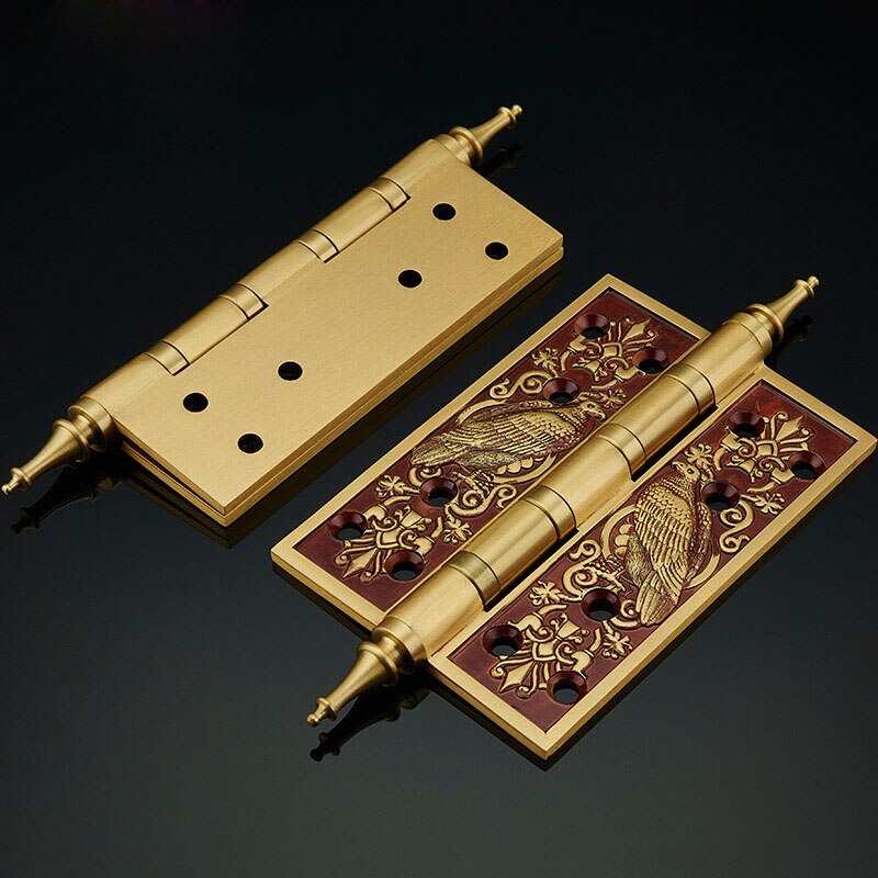 1pc 5Inch European Hinge Gate Door Room Door Copper Hinge Brass Hings Thick Retro Antique Cabinet Door Neoclassical